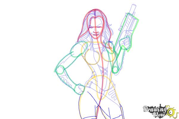 How to Draw Gamora from Guardians Of The Galaxy - Step 8