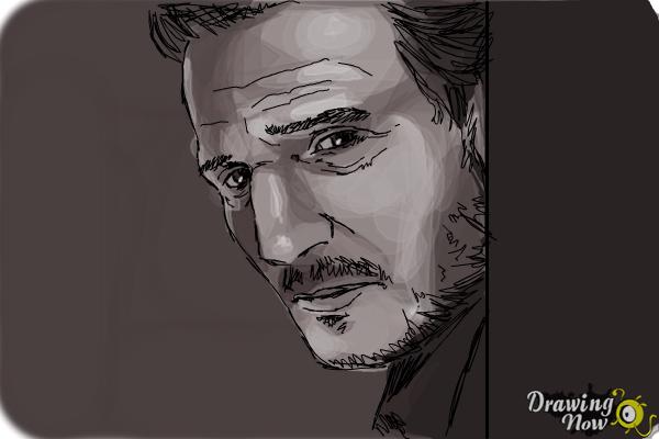 How to Draw Liam Neeson - Step 11