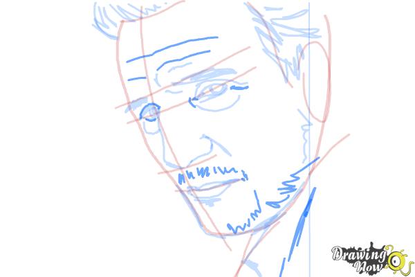 How to Draw Liam Neeson - Step 9