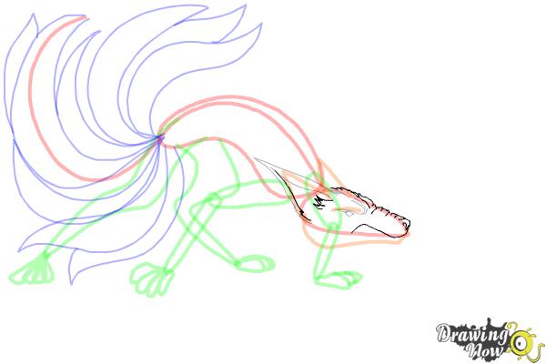 How to Draw a Kitsune, Nine-Tailed Fox - Step 10