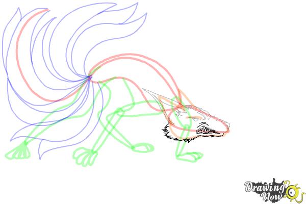 How to Draw a Kitsune, Nine-Tailed Fox - Step 11