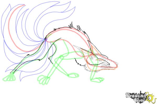 How to Draw a Kitsune, Nine-Tailed Fox - Step 12