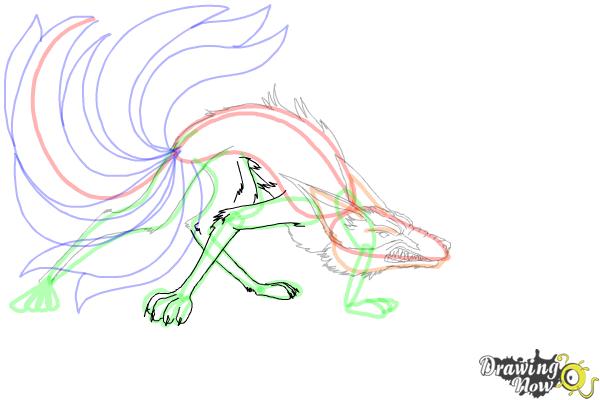 How to Draw a Kitsune, Nine-Tailed Fox - Step 13