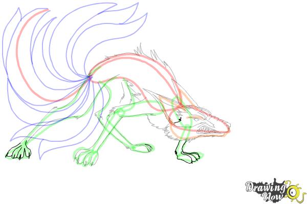 How to Draw a Kitsune, Nine-Tailed Fox - Step 14