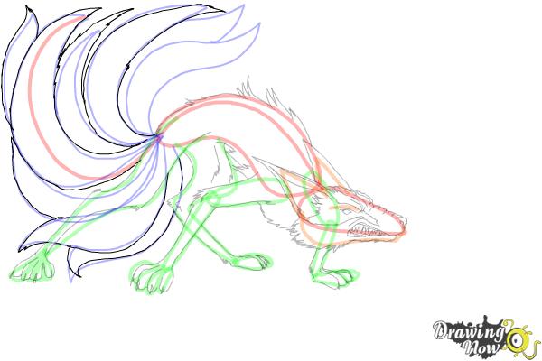 How to Draw a Kitsune, Nine-Tailed Fox - Step 15