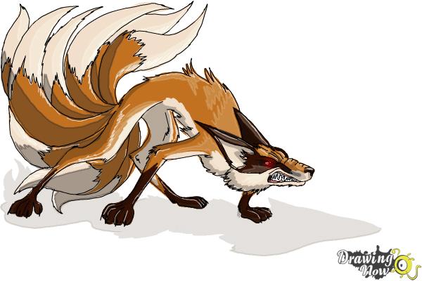 How to Draw a Kitsune, Nine-Tailed Fox - DrawingNow