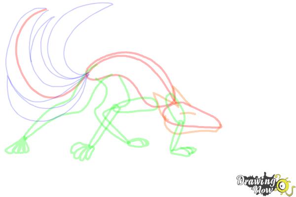 How to Draw a Kitsune, Nine-Tailed Fox - Step 7
