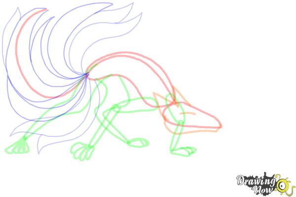 How to Draw a Kitsune, Nine-Tailed Fox - Step 8