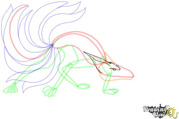 How to Draw a Kitsune, Nine-Tailed Fox - Step 9