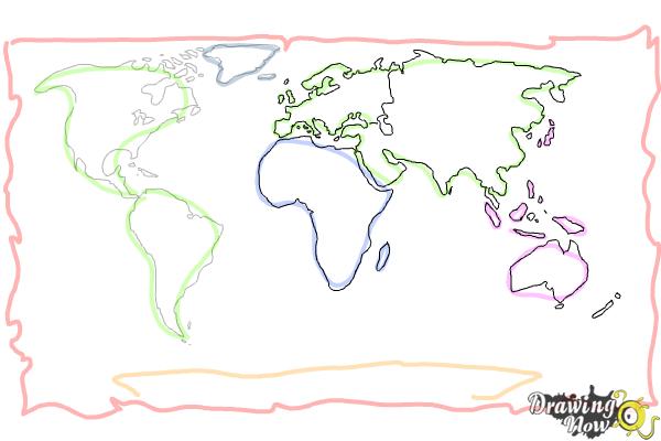 How to Draw a World Map - Step 7