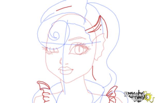 How to Draw Lagoonafire  from Monster High Freaky Fusion - Step 8