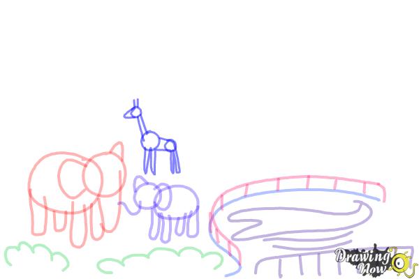 How to Draw a Zoo - Step 6 How to Draw a Zoo - Step 6