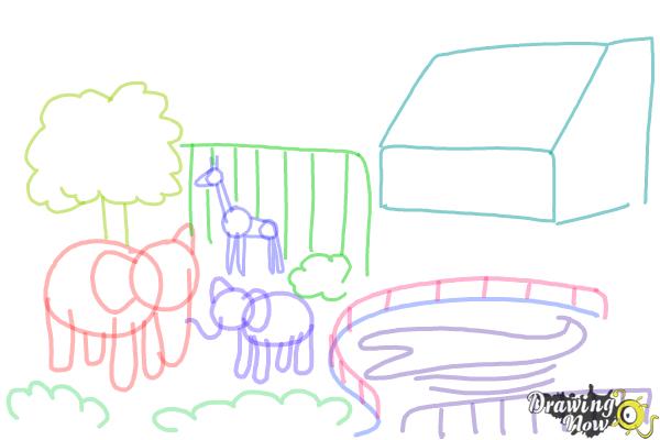 How to Draw a Zoo - Step 7 How to Draw a Zoo - Step 7