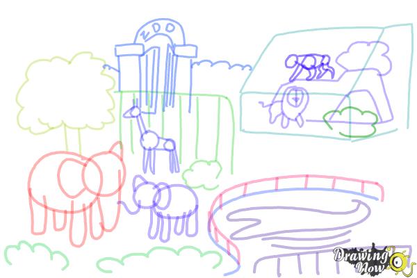 How to Draw a Zoo - Step 9 How to Draw a Zoo - Step 9