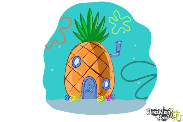 How to Draw Spongebob House - Step 12