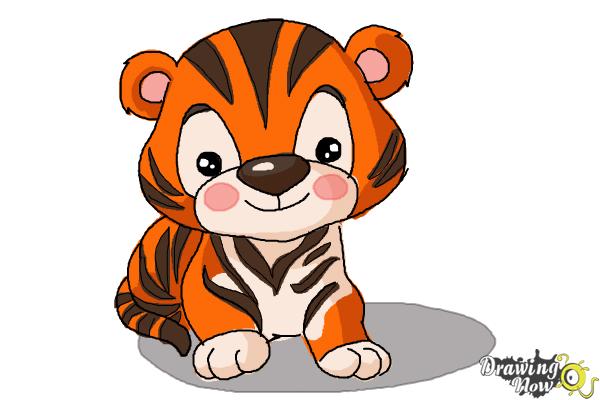 How to Draw a Cute Tiger - Step 10