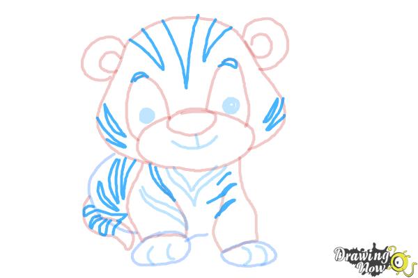 How to Draw a Cute Tiger - Step 8