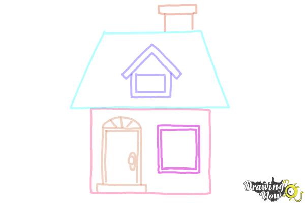 How to Draw a House Step by Step For Kids - Step 9