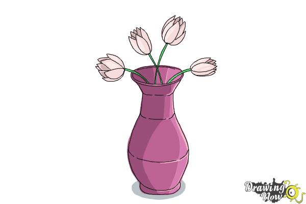 How to Draw Flowers In a Vase - Step 11