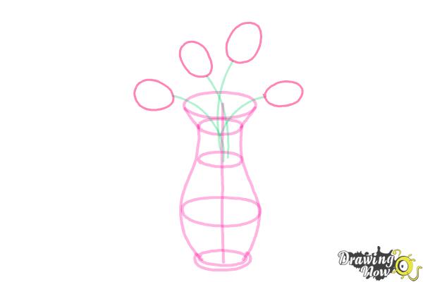 How to Draw Flowers In a Vase - Step 6