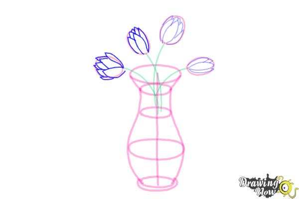 How to Draw Flowers In a Vase - Step 9