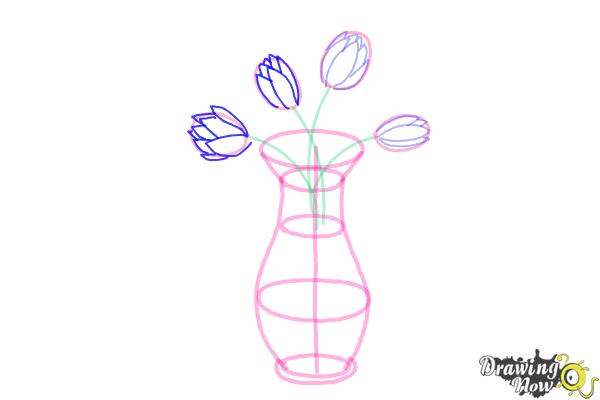 How to Draw Flowers In a Vase - DrawingNow