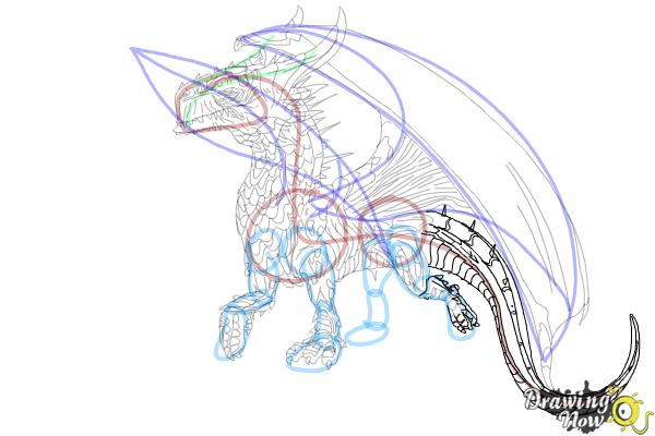How to Draw a Dragon Body - Step 17