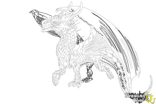 How to Draw a Dragon Body - Step 18