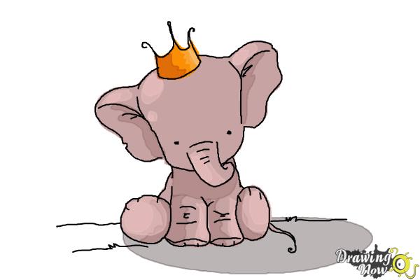How to Draw a Cute Elephant - Step 10