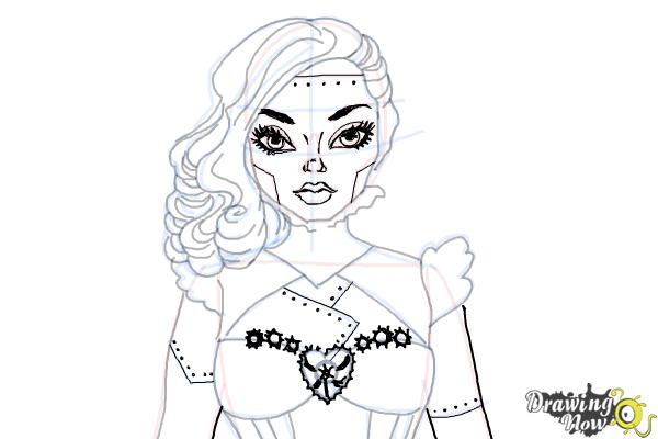 How to Draw Dracubecca from Monster High Freaky Fusion - Step 11
