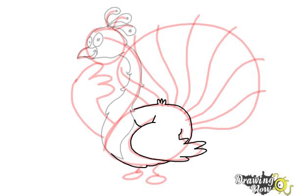 How to Draw a Cartoon Peacock - Step 10