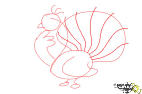 How to Draw a Cartoon Peacock - Step 6