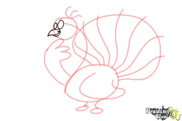 How to Draw a Cartoon Peacock - Step 7