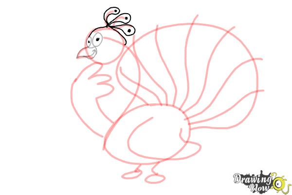 How to Draw a Cartoon Peacock - Step 8
