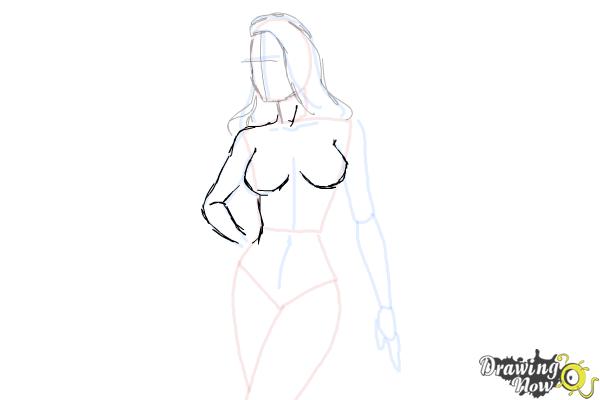 How to Draw a Woman Body - Step 14