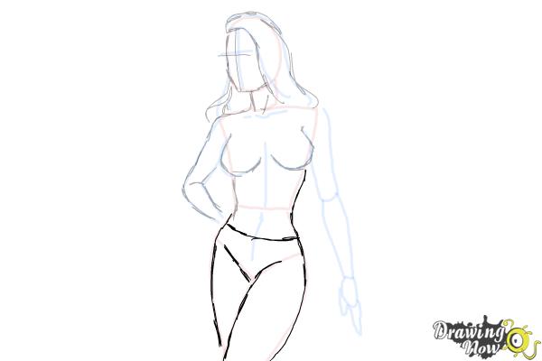 How to Draw a Woman Body - Step 15