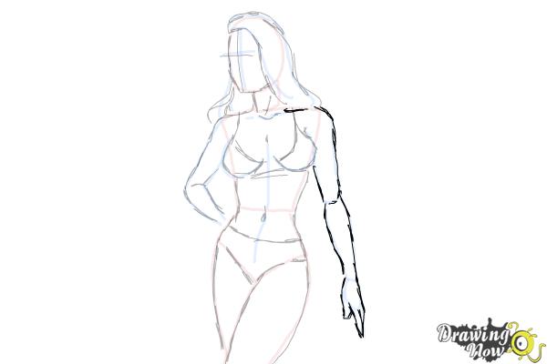 How to Draw a Woman Body - Step 17