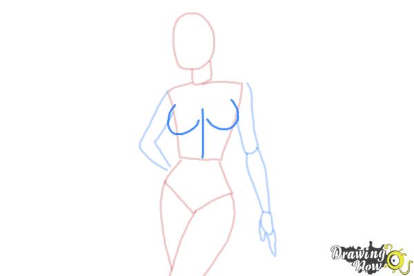 How to Draw a Woman Body - Step 9