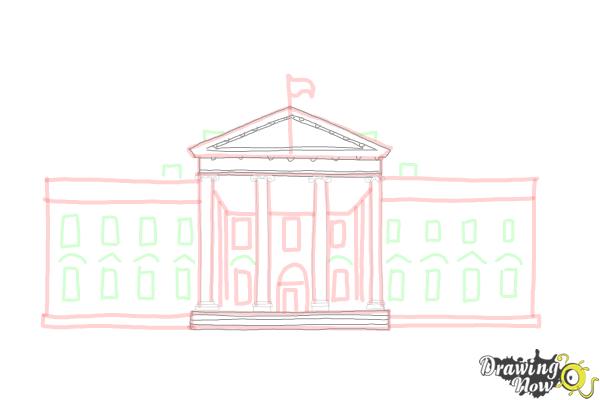 How to Draw The White House - Step 11