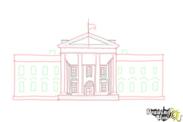 How to Draw The White House - Step 12