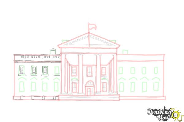 How to Draw The White House - Step 13