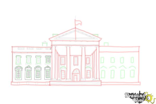How to Draw The White House - Step 14