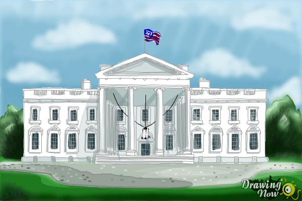 How to Draw The White House - Step 17
