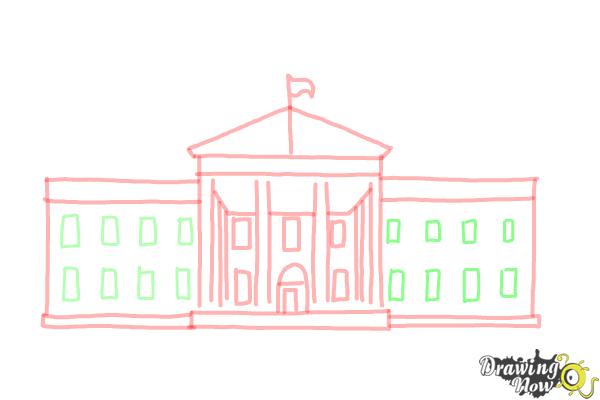 How to Draw The White House - Step 8