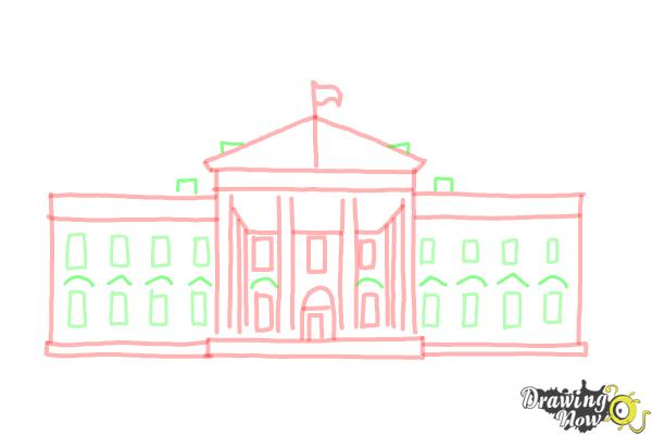 How to Draw The White House - Step 9
