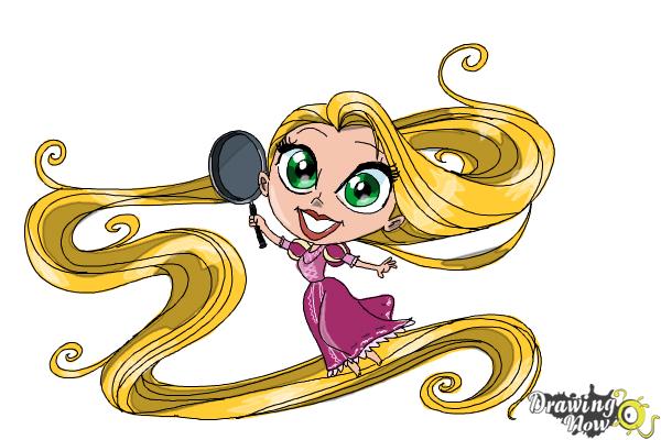 How to Draw Chibi Rapunzel - Step 17