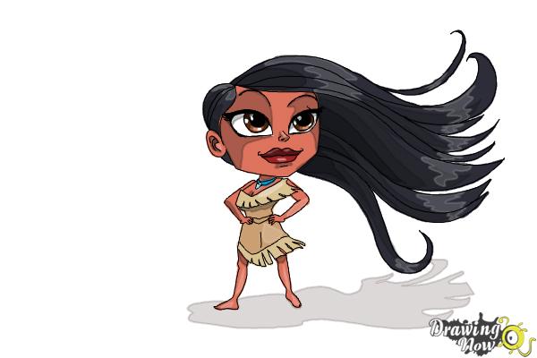 How to Draw Chibi Pocahontas - Step 17