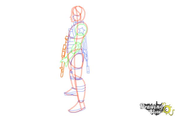 How to Draw Winter Soldier, Bucky from Captain America: The Winter Soldier - Step 13