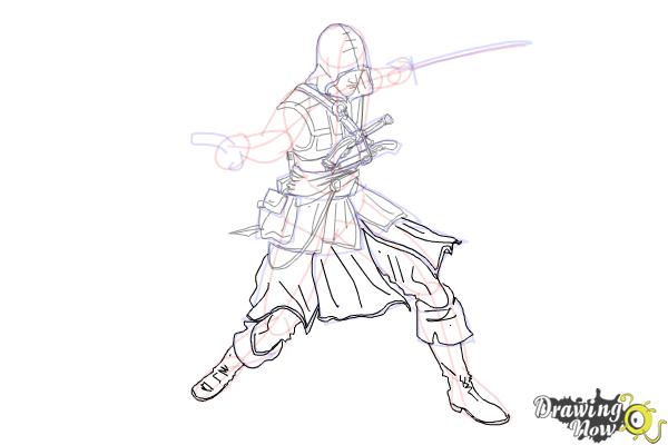 How to Draw Edward Kenway from Assassins Creed IV Black Flag - Step 9