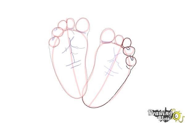 How to Draw Baby Feet - Step 14